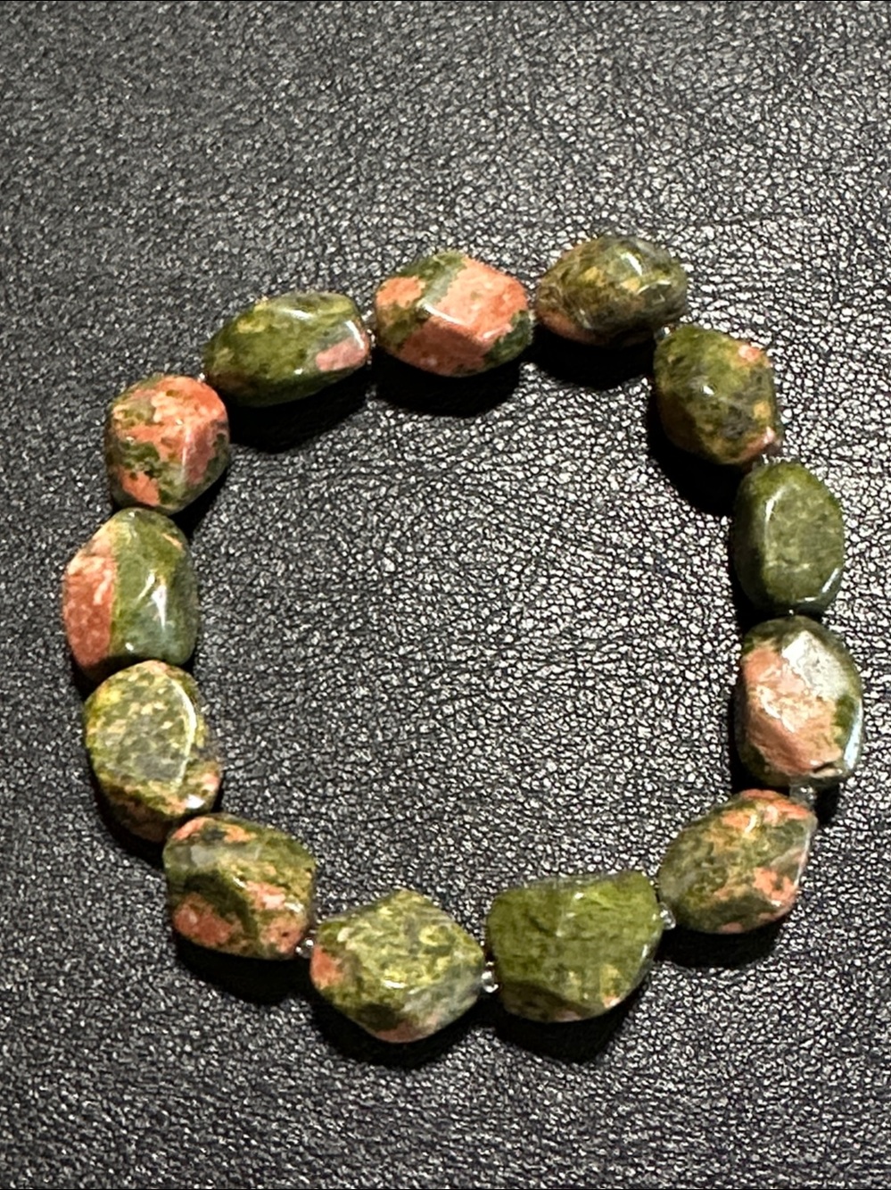 Unakite Polished Stone Beaded Stretch Bracelet
